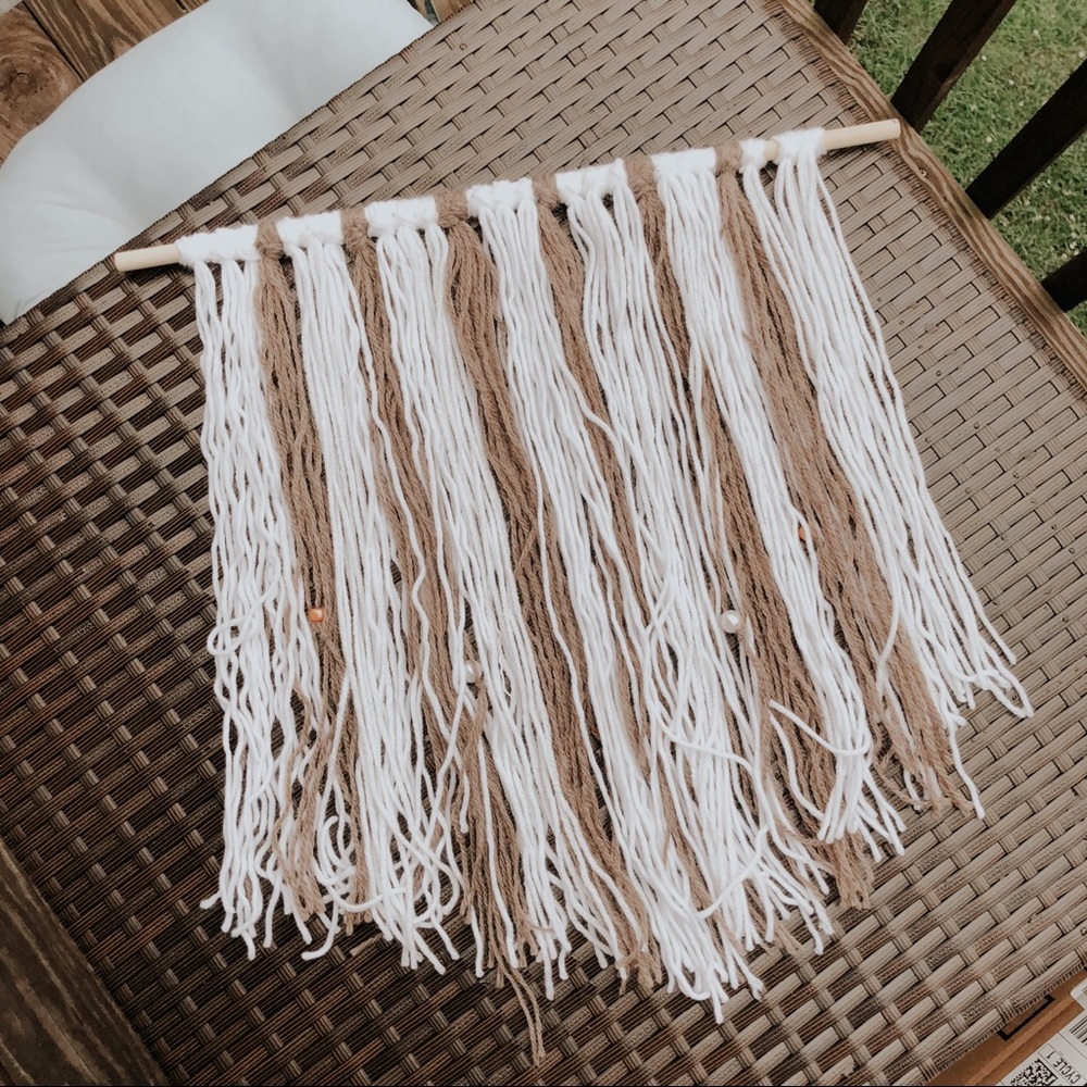 Handmade Fiber Wall Art Bohemian Yarn Weaving - Picture 1 of 4